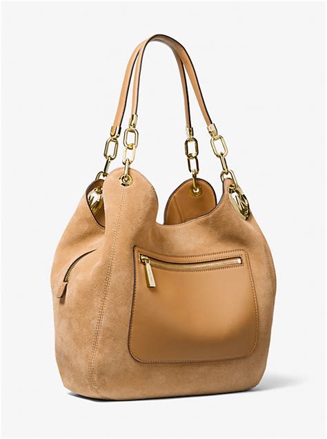 michael kors pressley suede shoulder bag|MICHAEL KORS Presley Medium Convertible Suede Shoulder .